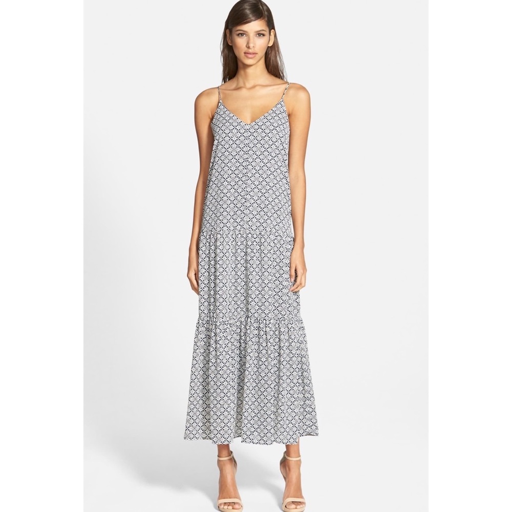 One State Navy Tiered Maxi Dress Small 4/6 NWT